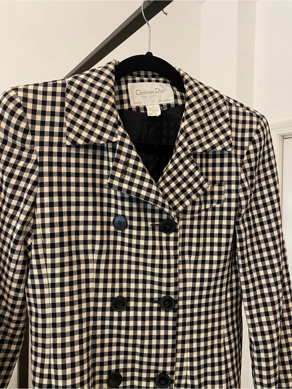 Christian Dior The Suit Vintage Wool Gingham Double-Breasted Jacket